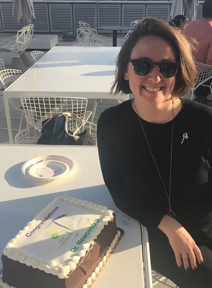 Dr. Newcomb and her celebratory cake